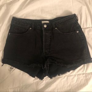 H&M High Waisted Black Denim Shorts